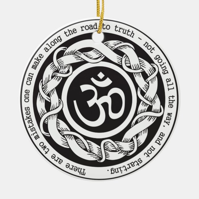 Road to Truth Devanagari Om Symbol Ceramic Tree Decoration (Front)