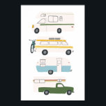 ROAD TRIP! Campervan vanlife RV Trailer Poster<br><div class="desc">Hit the road with this sweet poster with a vintage retro campervan trailer and truck camper. Customize it by adding text or changing the background color. Check my shop for more!</div>