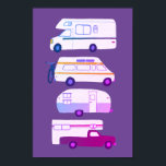 ROAD TRIP! Campervan vanlife RV Trailer Purple Poster<br><div class="desc">Hit the road with this sweet poster with a vintage retro campervan trailer and truck camper. Add your own text, change background colour too. Select the print size using the drop down menu above, and you can click the “edit design” button to customise the artwork to fit any size paper....</div>