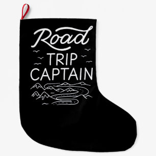 Road Trip Captain I - RV Pilot Camping Vacation Large Christmas Stocking