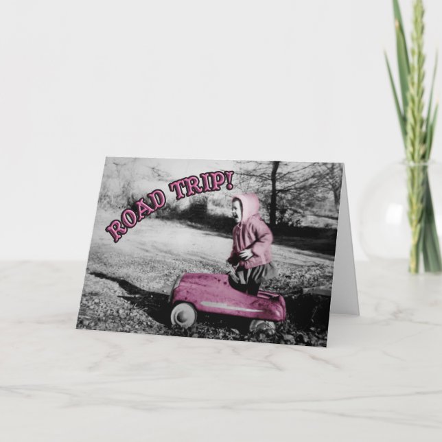 Road Trip! card - hot pink w/template (Front)