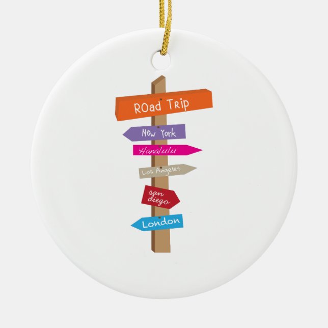 Road Trip Ceramic Tree Decoration (Front)