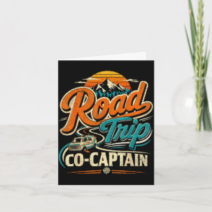 Road trip co captain vintage family travel camper card