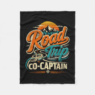 Road trip co captain vintage family travel camper fleece blanket