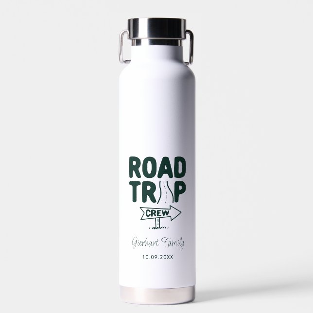 Road Trip Crew Custom Family Summer Vacation Water Bottle (Front)