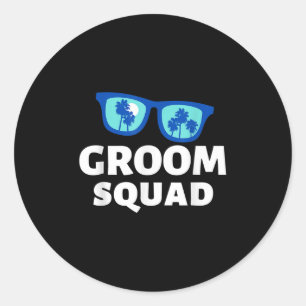Road Trip Groom Squad Funny Vacation Crew Wedding Classic Round Sticker