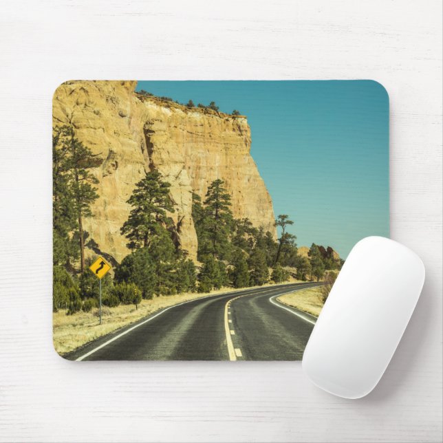 Road trip landscape photo mouse mat (With Mouse)