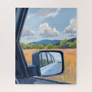 Road Trip   Rear View Mirror Watercolor Travel Jigsaw Puzzle