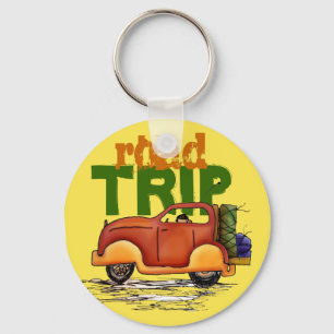 Road Trip Red Vehicle Yellow Sky Key Chain Ring