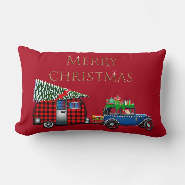 Road Trip Santa Red Lumbar Cushion (Front)