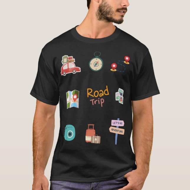 Road Trip Sticker T-Shirt (Front)