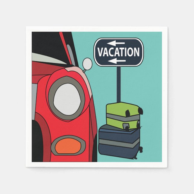 Road Trip Summer Vacation Party Napkin (Front)