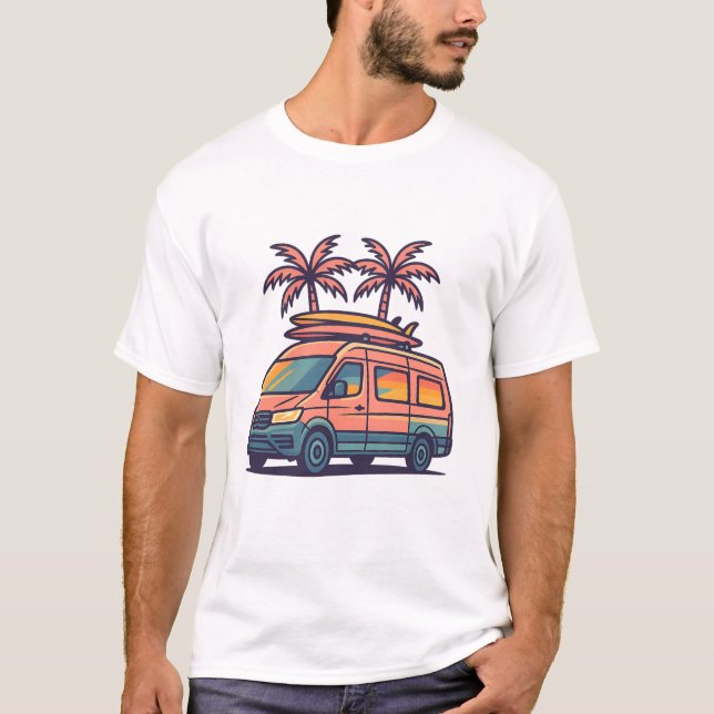 Road Trip Vibes Camper Van Vacation T-Shirt (Front)