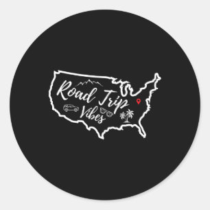 Road Trip Vibes Map Usa Family Friend Girl Trip Va Classic Round Sticker