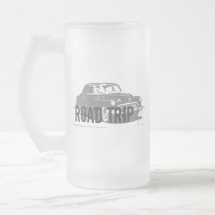 Road Trip Vintage Car Frosted Glass Beer Mug