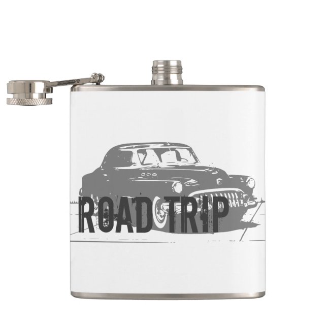 Road Trip Vintage Car Hip Flask (Opened)