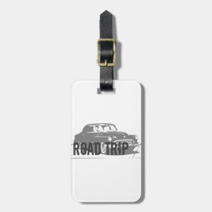 Road Trip Vintage Car Luggage Tag