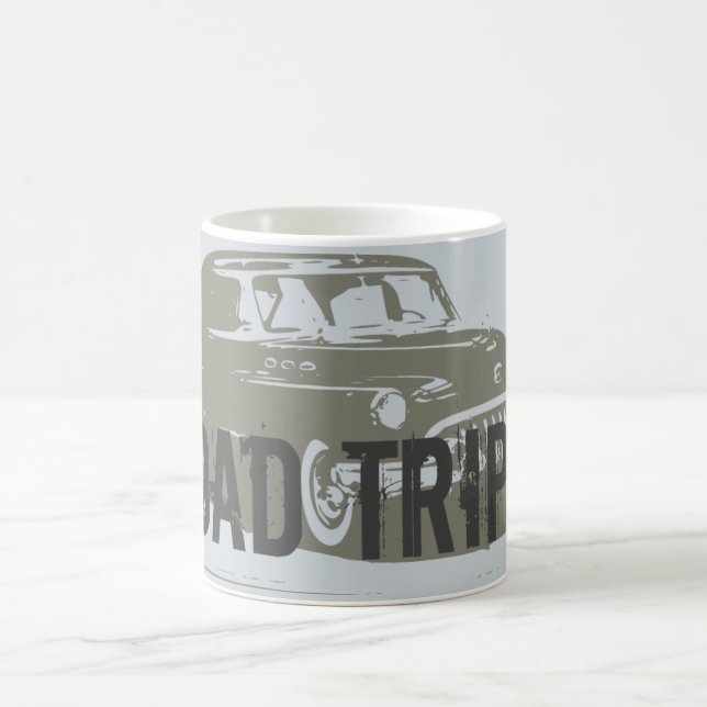 Road Trip Vintage Car Silhouette Coffee Mug (Center)