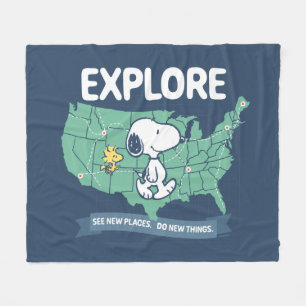 Road Trippin   Peanuts Explore Fleece Blanket