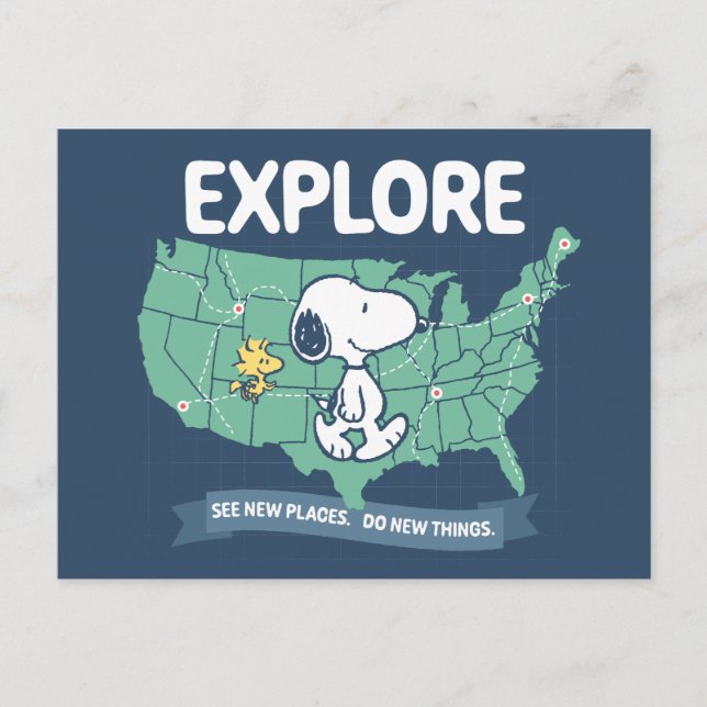 Road Trippin | Peanuts Explore Postcard (Front)