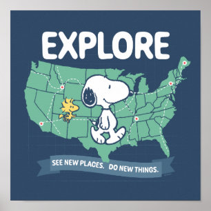 Road Trippin   Peanuts Explore Poster