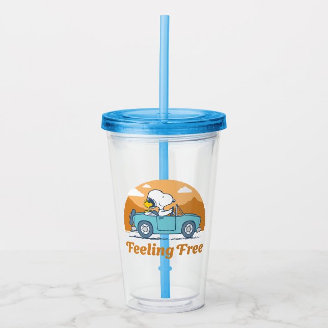 Road Trippin | Peanuts Feeling Free Acrylic Tumbler (Front)