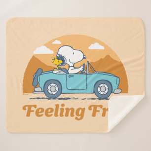 Road Trippin   Peanuts Feeling Free Sherpa Blanket