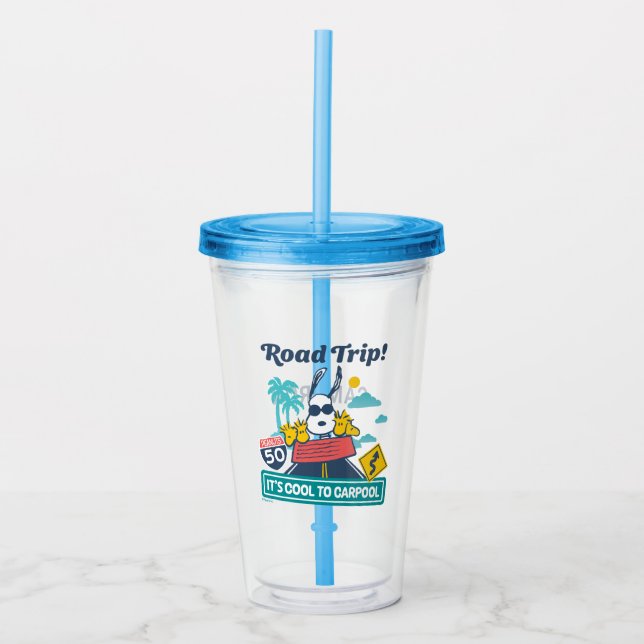 Road Trippin | Peanuts It's Cool To Carpool Acrylic Tumbler (Front)