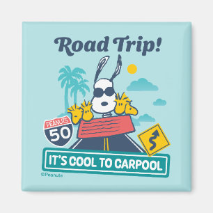 Road Trippin   Peanuts It's Cool To Carpool Magnet