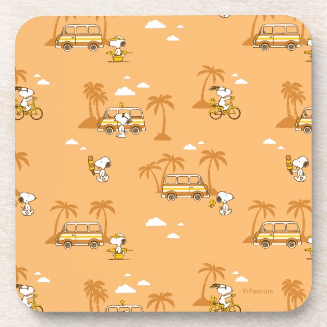 Road Trippin | Peanuts Snoopy Beach Pattern Coaster (Front)