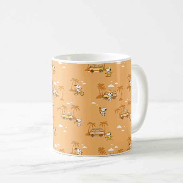 Road Trippin | Peanuts Snoopy Beach Pattern Coffee Mug (Front Right)