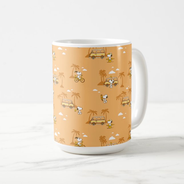Road Trippin | Peanuts Snoopy Beach Pattern Coffee Mug (Front Right)
