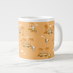 Road Trippin   Peanuts Snoopy Beach Pattern Large Coffee Mug