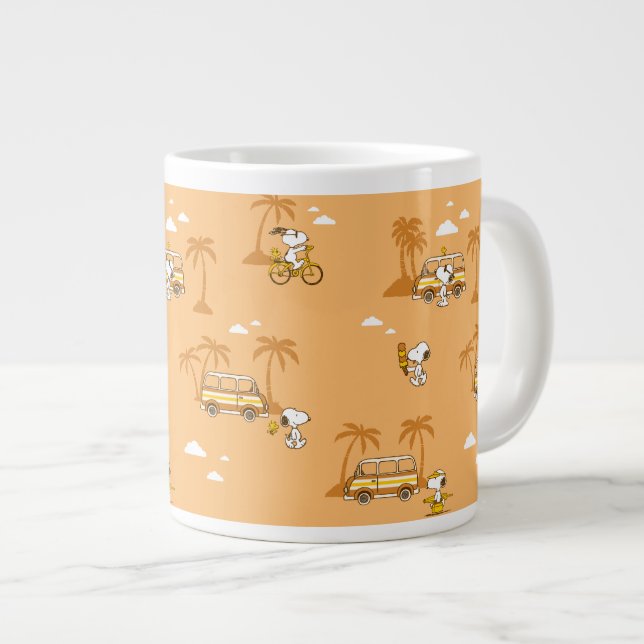 Road Trippin | Peanuts Snoopy Beach Pattern Large Coffee Mug (Front Right)
