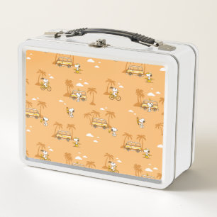 Road Trippin Peanuts Snoopy Beach Pattern Metal Lunch Box