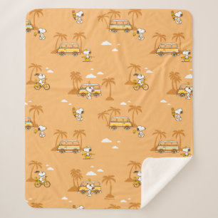 Road Trippin   Peanuts Snoopy Beach Pattern Sherpa Blanket