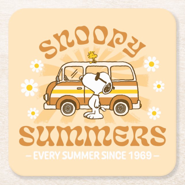 Road Trippin | Peanuts Snoopy Summers Square Paper Coaster (Front)