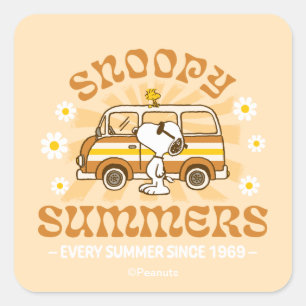 Road Trippin   Peanuts Snoopy Summers Square Sticker