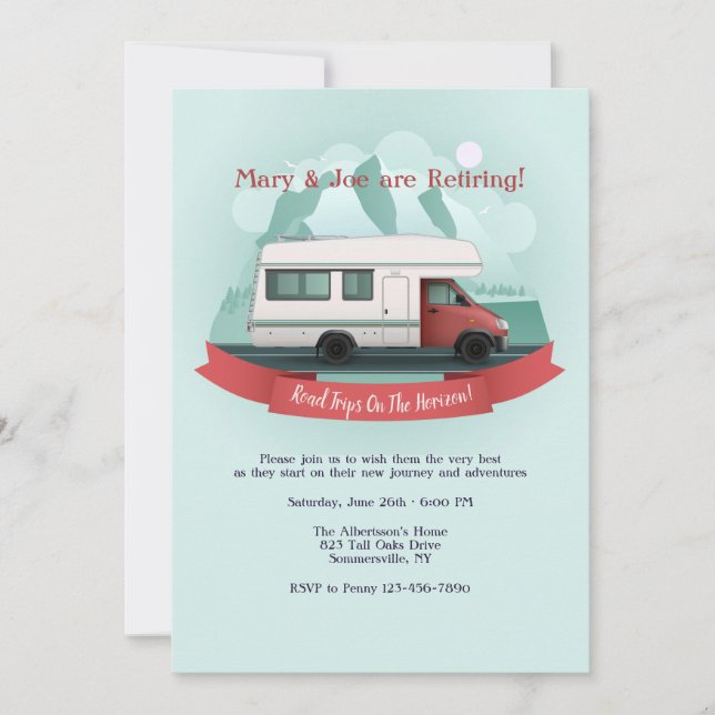 Road Trips on the Horizon Retirement Invitation (Front)