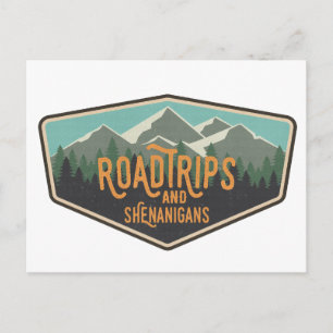 Road Trips & Shenanigans Outdoor Patch Postcard