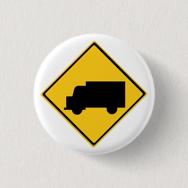 Road Truck Warning Sign 3 Cm Round Badge (Front)