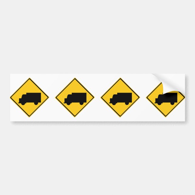 Road Truck Warning Sign Bumper Sticker (Front)