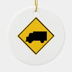 Road Truck Warning Sign Ceramic Tree Decoration