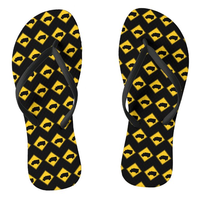 Road Truck Warning Sign Flip Flops (Footbed)