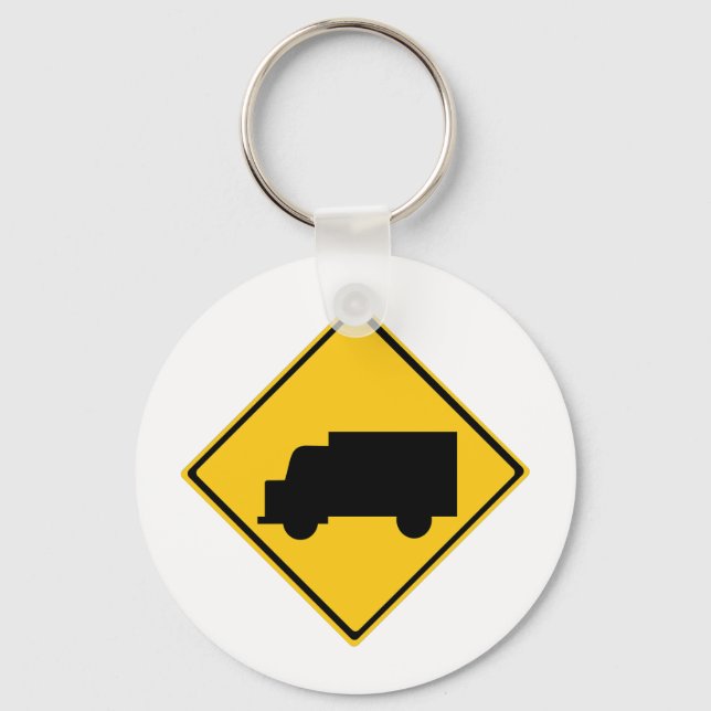 Road Truck Warning Sign Key Ring (Front)