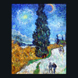 Road with Cypress and Star (1890) Vincent Van Gogh Poster<br><div class="desc">Road with Cypress and Star (1890), a well-known Post-Impressionist landscape painting, depicts Vincent van Gogh's famous paintings of the lucid blue night skies with stars. A canvas oil painting titled "Road with Cypress and Star" by Dutch Post-Impressionist painter Vincent van Gogh, also known as "Country Road in Provence by Night,...</div>