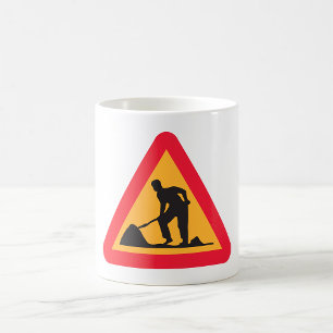 Road Work Ahead Sign Construction Zone Warning Coffee Mug