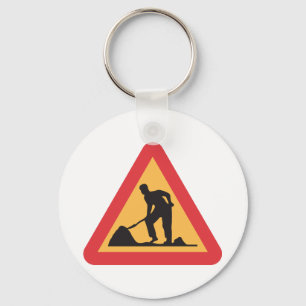 Road Works Sign Key Ring