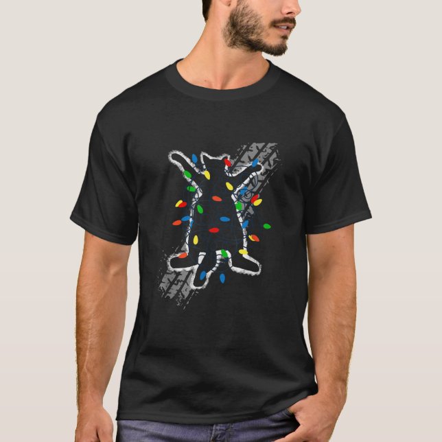 Roadkill Cat Christmas Lights Xmas Girls Boys Funn T-Shirt (Front)