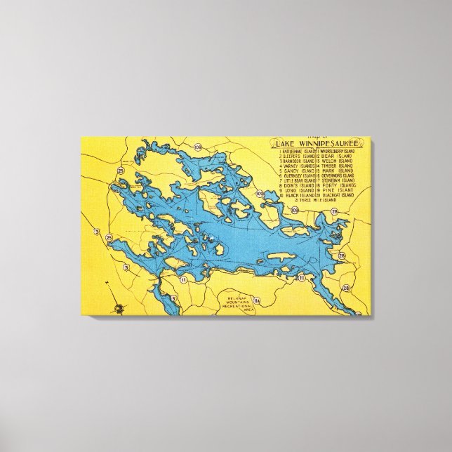 Roadmap of the Lake and Highways Canvas Print (Front)